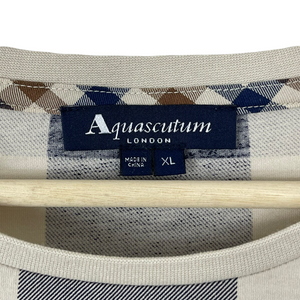 Aquascutum Block Check Long Sleeved T-Shirt - Extra Large (XL) PTP 24"