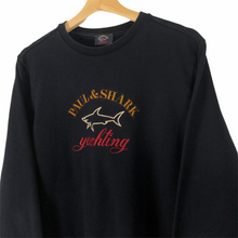 Load image into Gallery viewer, Paul and Shark Navy Embroidered Logo Crew Neck Sweater - Medium (M) PTP 20.25&quot;
