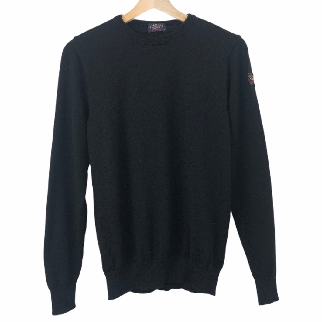 Paul and Shark Black 100% Wool Crew Neck Sweater - Medium (M) PTP 19.5