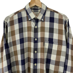 Aquascutum Block Check Long Sleeved Shirt - Medium (M) PTP 23"