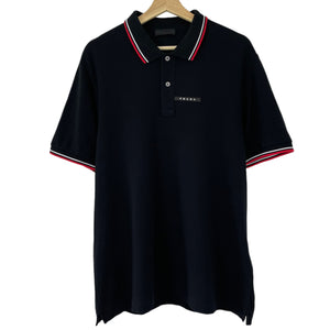 Prada Black Rubber Logo Short Sleeved Polo - Double Extra Large (XXL) PTP 21.75"