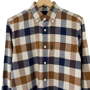 Aquascutum Block Check Flannel Long Sleeved Shirt - Small (S) PTP 19"