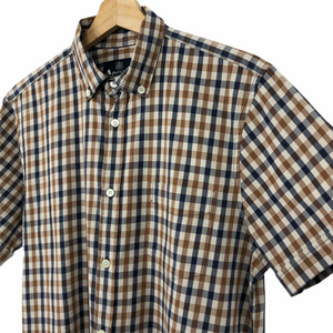 Aquascutum House Check Short Sleeved Shirt - Medium (M) PTP 20.75"