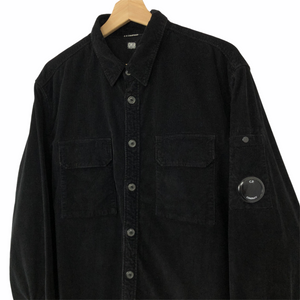 C.P Company Black Corduroy Button Up Overshirt - Extra Large (XL) PTP 25"