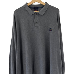 Paul and Shark Grey Long Sleeved Polo - Six Extra Large (6XL) PTP 33"