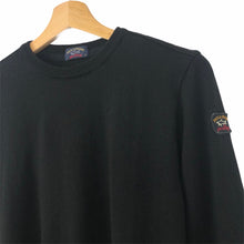 Load image into Gallery viewer, Paul and Shark Black 100% Wool Crew Neck Sweater - Medium (M) PTP 19.5&quot;
