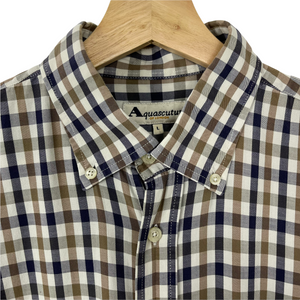 Aquascutum House Check Long Sleeved Shirt - Large (L) PTP 24.5"