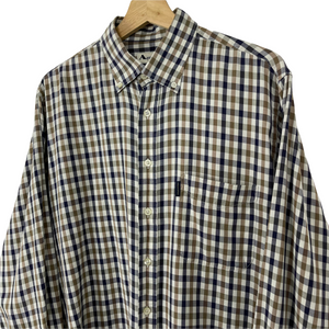 Aquascutum House Check Long Sleeved Shirt - Large (L) PTP 24.5"