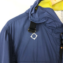 Load image into Gallery viewer, Ma.Strum Blue Multi Pocket Hooded Sniper Jacket - Medium (M) PTP 22.75&quot;
