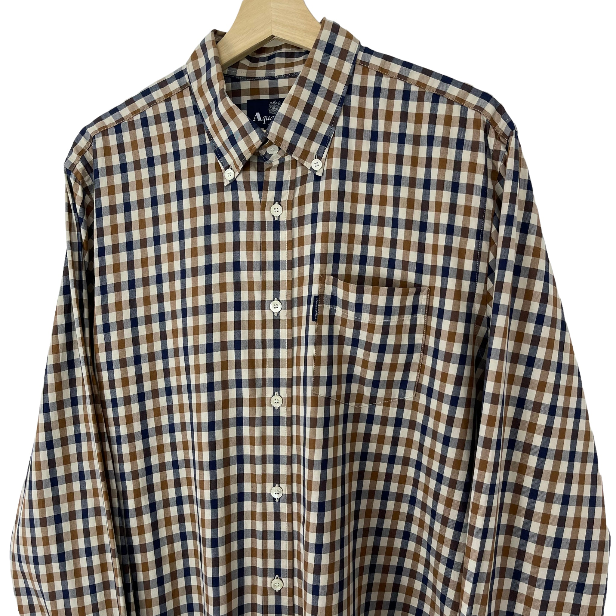 Aquascutum House Check Long Sleeved Shirt Extra Large XL PTP