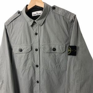 Stone Island Grey Button Up Lightweight Overshirt - Large (L) PTP 20"