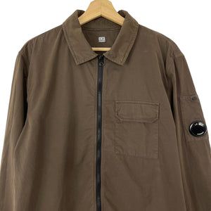 C.P Company Brown Full Zip Pocket Lens Overshirt - Double Extra Large (XXL) PTP 23"