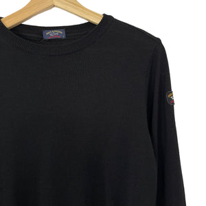 Paul and Shark Black Crew Neck Wool Sweater - Small (S) PTP 18.5"