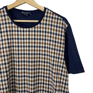 Aquascutum Navy / House Check Short Sleeved T-Shirt - Medium (M) PTP 21"