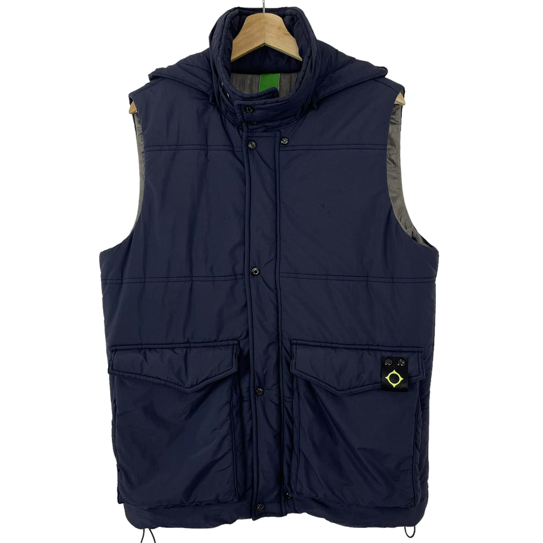 Ma.Strum Navy Hooded Harrier Field Gilet Body Warmer - Medium (M) PTP 22.5