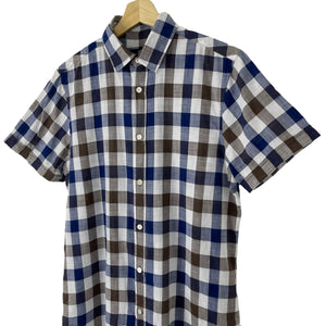Aquascutum Block Check Short Sleeved Shirt - Small (S) PTP 20"