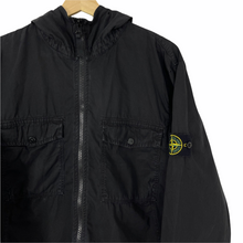 Load image into Gallery viewer, Stone Island Black Full Zip Up Hooded Overshirt - Extra Large (XL) PTP 23.75&quot;
