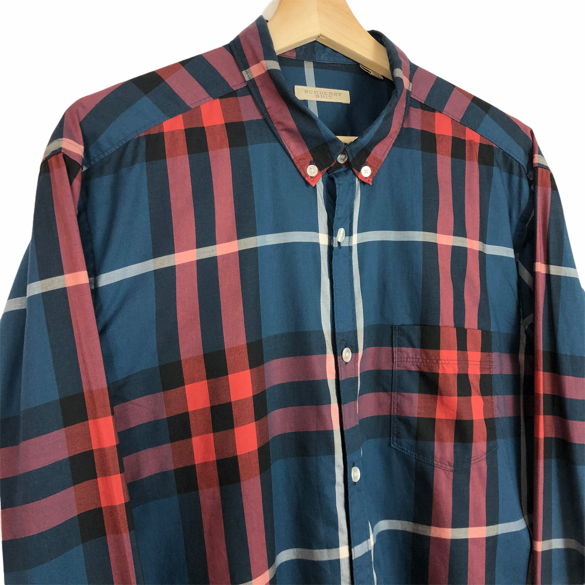 Burberry Brit Red Teal Nova Check Long Sleeved Shirt Extra Large SWADS MENSWEAR