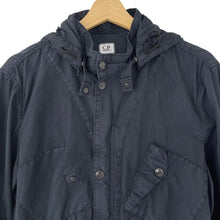 Load image into Gallery viewer, C.P Company Navy Goggle Hooded Overshirt - Medium (M) PTP 21.5&quot;
