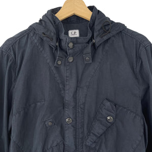 C.P Company Navy Goggle Hooded Overshirt - Medium (M) PTP 21.5"