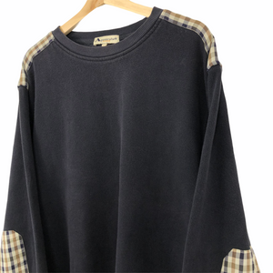 Aquascutum Navy / Check Crew Neck Sweater - Double Extra Large (XXL) PTP 25.75"