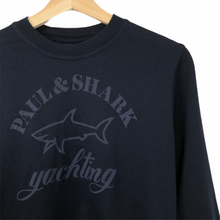 Load image into Gallery viewer, Paul and Shark Navy Logo Crew Neck Sweater - Small (S) PTP 19&quot;
