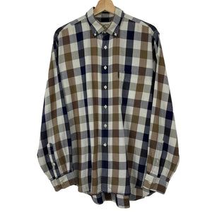 Aquascutum Block Check Long Sleeved Shirt - Large (L) PTP 24.5"