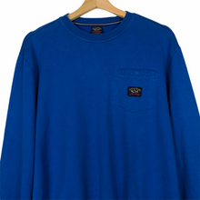 Load image into Gallery viewer, Paul and Shark Blue Crew Neck Pocket Logo Sweater - Large (L) PTP 23.5&quot;
