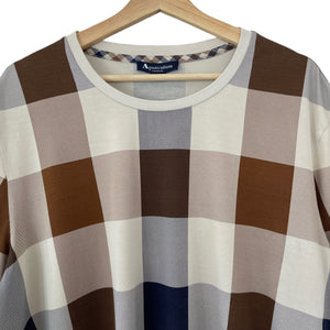 Aquascutum Block Check Short Sleeved T-Shirt - Double Extra Large (XXL) PTP 25"