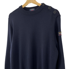 Load image into Gallery viewer, Paul and Shark Navy 100% Wool Crew Neck Sweater - Extra Large (XL) PTP 22&quot;
