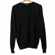 Load image into Gallery viewer, Paul and Shark Black 100% Wool Crew Neck Logo Sweater - Medium (M) PTP 20&quot;
