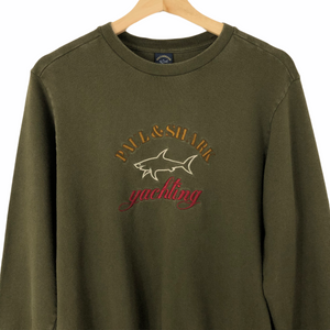 Paul and Shark Khaki Crew Neck Logo Sweater - Small (S) PTP 20"