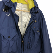 Load image into Gallery viewer, Ma.Strum Blue Multi Pocket Hooded Sniper Jacket - Medium (M) PTP 22.75&quot;
