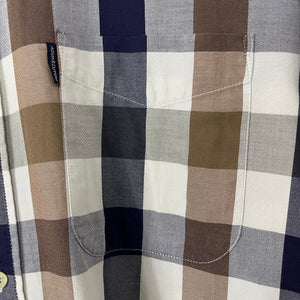 Aquascutum Block Check Long Sleeved Shirt - Large (L) PTP 24.5"