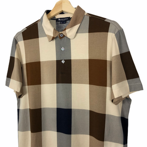 Aquascutum Block Check Short Sleeved Polo - Medium (M) PTP 20.25"