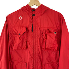 Load image into Gallery viewer, Ma.Strum Red Multi Pocket Hooded Sniper Jacket - Medium (M) PTP 22.75&quot;
