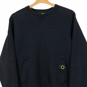 Ma.Strum Navy Crew Neck Sweater - Small (S) PTP 20.75"