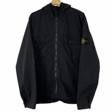 Load image into Gallery viewer, Stone Island Black Full Zip Up Hooded Overshirt - Extra Large (XL) PTP 23.75&quot;
