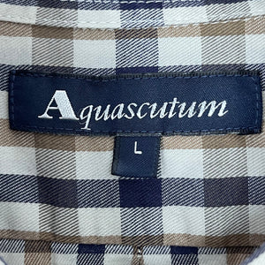 Aquascutum House Check Short Sleeved Shirt - Large (L) PTP 24.25"