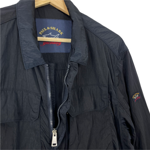 Paul and Shark Navy Econyl Nylon Metal Overshirt - Large (L) PTP 24"
