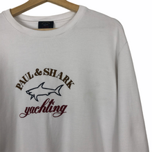 Load image into Gallery viewer, Paul and Shark White Embroidered Logo Crew Neck Sweater - Extra Large (XL) PTP 23&quot;
