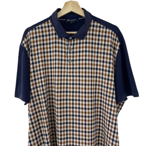 Aquascutum Navy / House Check Short Sleeved Polo - Triple Extra Large (XXXL) PTP 26"