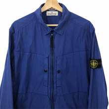 Load image into Gallery viewer, Stone Island Blue Zip Up Overshirt - Extra Large (XL) PTP 24&quot;
