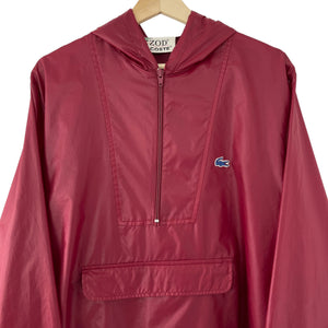 Vintage Burgundy Lacoste Izod Half Zip Cagoule - Medium (M) PTP 23.25"