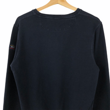 Load image into Gallery viewer, Paul and Shark Navy Crew Neck Spell Out Logo Sweater - Medium (M) PTP 20.5&quot;
