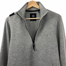 Load image into Gallery viewer, Ma.Strum Grey Half Zip Pullover Sweater - Small (S) PTP 21&quot;
