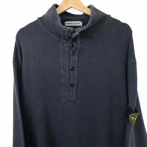 Vintage Stone Island Navy Button Up Sweater - Large (L) PTP 24.75"