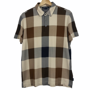 Aquascutum Block Check Short Sleeved Polo - Medium (M) PTP 20.5"