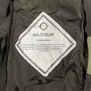 Ma.Strum Khaki Multi Pocket Hooded Crystal Nylon Jacket - Small (S) PTP 21.25"