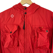 Load image into Gallery viewer, Ma.Strum Red Multi Pocket Hooded Sniper Jacket - Medium (M) PTP 22.75&quot;
